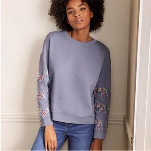 BODEN River Embroidered Sweatshirt Size Large